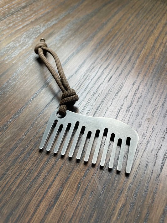 Mini EDC Beard Comb with Coyote Tan Paracord Lanyard